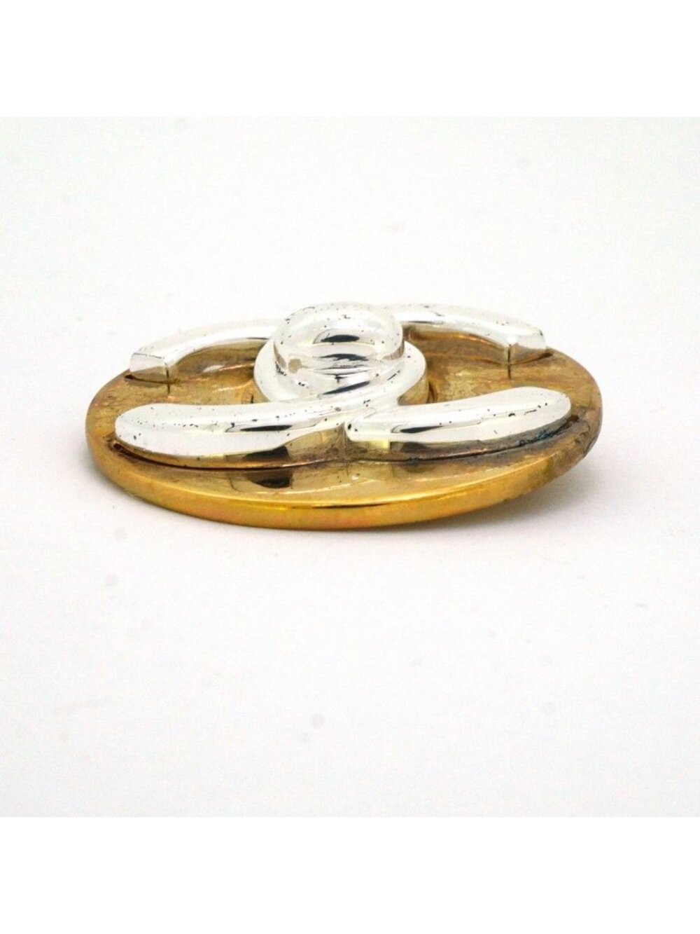 Chanel Brooch CC Logo Turnlock Round - Picture 3 of 7